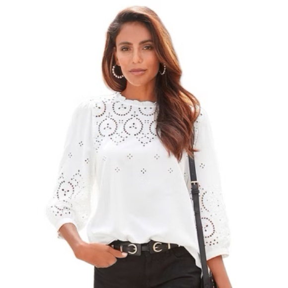 VENUS Lascana Women’s White Eyelet Top size 4 NWOT - Picture 15 of 15